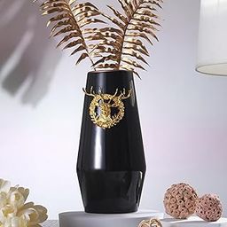 TIED RIBBONS Flower Vase for Flower Plants (Ceramic, Black, 24.5 cm X 14 cm) - Vase Pot for Living Room Water Plants Home Décor Dining Table Decoration Bedroom Hall Aesthetic House Warming Gift-image-23