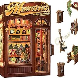 JUREVIA Book Nook Kit - DIY Miniature House Kit for Adults, Teens&Beginners, Dollhouse Book Library Tiny House Bookshelf Decor 3D Wooden Puzzle,Gifts for Family&Friends (Multi Design) (Make Yourself)-image-8