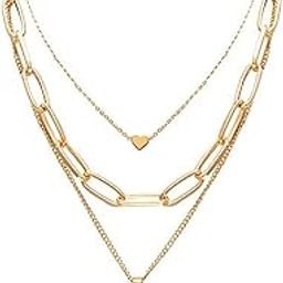 Punk Vintage Stainless Steel Layered Portrait Lock Pendant Chunky Thick Cuban Link Chains Choker Necklaces for Women (Gold)-image-1