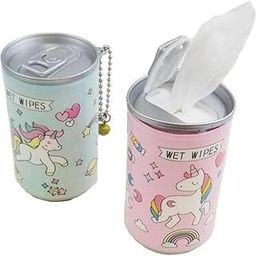 Unicorn Printed Tin Soda Pop Can Shape Mini Portable Wet Wipes Tissue for Cleaning Face Body for Kids Women and Men Wet Wipes, Random Colour (Pack of 2)-14