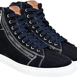 Leather/Suede Zip & LACE-UP MID Ankle Sneakers for Men-image-26