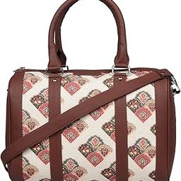 Printed Vegan Leather Handmade Women's Handbags with double handles and detachable Sling Strap - Seashell Motif-19