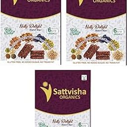 Sattvisha Organics 120g Nutty Delight Nutri Bar | Energy Snack Bar with Almonds, Pistachios, Walnuts & Seeds | High Protein, High Fiber, Gluten-Free (Pack of 6 Bars) Set of 3-21