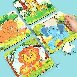 FIRSTCRY INTELLISKILLS Premium Jungle Jigsaw Puzzle for Kids, 36 Pcs Wooden Animal Jigsaw Puzzle for Girl & Boy, Learning & Education Toy for 3+ Years, Brain Booster Game, Motor Skills,Birthday Gift-0