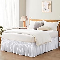Entisn White Adjustable Bed Skirt for Full & Queen Size Bed - with 14 Inch Tailored Drop, Wrap Around Bed Skirts with Adjustable Elastic Belt for Easy Fitting - Wrinkle & Fade Resistant-picture-25