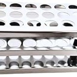 Test Tube Stand Stainless Steel 304 grade, Size 26 mm × 24 Holes Test Tube rack for Laboratory Pack of 1-26