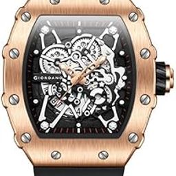 Analog Watch for Men - Skeleton-Style Dial | Brushed Steel Case with Silicone Strap-9