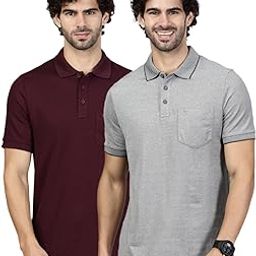 RAMRAJ COTTON Men Cotton Blend Grey & Grape Expert Polo Tshirt Combos-2XL-image-22