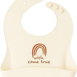 Shark Doo Doo® Silicone Baby Bib (Off White) for Feeding & Weaning for 6 months to 5 years| Waterproof, Easy-Clean, Odour-Free | Reusable Baby Bib with Adjustable Neck Buttons-0
