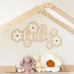 Personalized Wooden Baby Name Sign with Daisy Flowers - Custom Nursery Wall Decor - Natural Birch & Acrylic - Baby Shower Gift - Multiple Sizes (18, 24, 32 Inch) ((18 Inch))-image-83