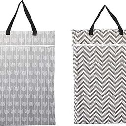 2 Pack Large Hanging Wet Bags Laundry Pail Bags Cloth Diapers Reusable (Arrow Chevron)-image-2