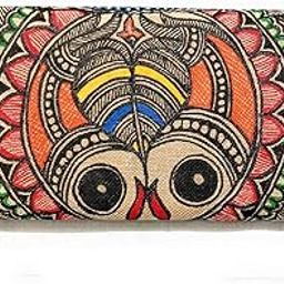 Women's Madhubani Hand Painted Clutch/Purse, Multicolor-image-16