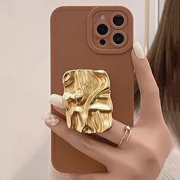 SHOPONIL Golden Pop-Up Phone Grip, Nature Black Stand, Cute Cell Holder, Mobile with Transparent Base, Resin Folding, Elastic Phone Decoration, Phone Gripper for Kickstand Universal Compatible-31