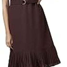 Women's Fit and Flare Polyester Classic Below The Knee Dress-image-3