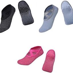 CALANDIS™ 3 Pair Pilates Barre Ballet Socks Yoga Socks Non Slip Pink Gray Black | Socks | Womens Clothing | Clothing & Accessories | Fitness Running & Yoga-image-2