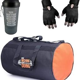 Allied Sales SG-861 Combo Polyester Antique Gym Bag, Protein Shaker and Gym Gloves with Wrist Support Combo.-16