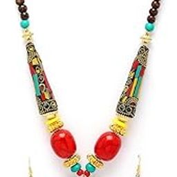 Latest Stylish Traditional Tibetan Pendant Necklace Jewellery Set for Women-image-25
