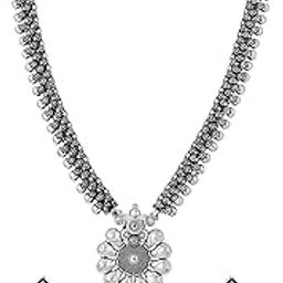 Traditional Silver Oxidised Silver Necklace Jewellery Set for Women-image-87