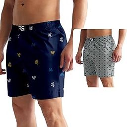 Men's Multicolor Cotton Blend Assorted Boxer Shorts| Regular Fit | Elasticated Waistband | Back Pocket | Mens Boxers|Pack of 2-image-59