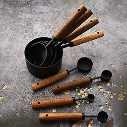 SHIPLORD® Precise Stainless Steel Measuring Cups & Spoons Set for Baking Coffee & Bartending ‚¨ Black Wooden Handles Accurate Measurements-image-26