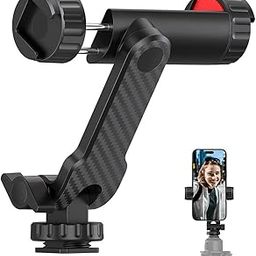 ADOFYS Mobile Phone Mount for Tripod Stand, Smartphone Mount Adapter for Tripod Stand Retractable Phone Holder 360° Rotates and 180° Tilts Angle Universal 1/4" Mount Phone Holder for Tripod, Camera-20