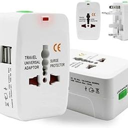 Universal Travel Adapter,International Adapter All in one Adapter Plug for Phone, Camera, Laptop, Travel Adapter Worldwide, 1 Piece, White (Dual USB)-picture-9