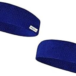 HeadTurners Workout Headband for Women & Men - Moisture Wicking & Non-Slip Exercise Hairband or Sports Sweatband -Ideal for All Sports Tennis, TT, Badminton, Running and Yoga- (Royal Blue, Set of 2)-image-107