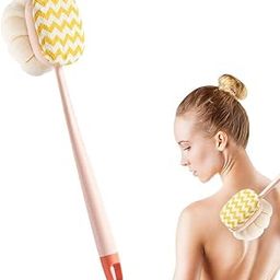 ELEVENLUX Bath Brush Round Handle Shower Body Plastic Brush with Back Scrubber Bath Mesh Sponge with Curved Long Handle for Men and Women with Blackheads Removal Stick. (Pack of 1)-image-23
