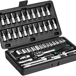 Elyntris 46-Piece Metal 1/4 Inch Socket Set (Black) – Comprehensive Set of Quality Sockets for Automotive and Home Repairs-image-63