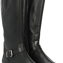 Black Women Vegan Leather Western Knee Boots 64480-image-89