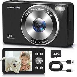 4K Digital Camera, VITALUXE FHD Kids Camera, Real 13MP 16x Zoom Autofocus, 2.83" LCD Screen, Long Lasting, Compact Small Vintage Camera with 32G Card, Best Gift for Kids, Teens, Girls, Boys, Beginners-picture-12
