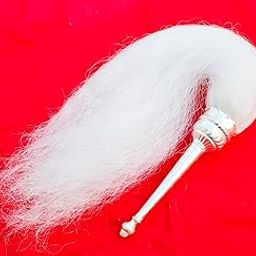 SUPAAN-Puja Reshmi Synthetic Chamor Chawar/Chanwara/Chaur/Chavar Metal Body/Sacred Fly Long18 inches (Pack of 1) with German Silver Handel-image-57