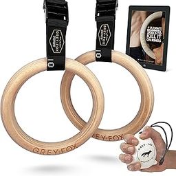 New Premium Birch Wooden Gymnastics Rings 1.1" Olympic Standard Numbered Adjustable Straps and Cam Buckle | Full Body Suspension Trainer | Bodyweight Calisthenics | Home Gym Equipment | Fitness Gifts-image-10