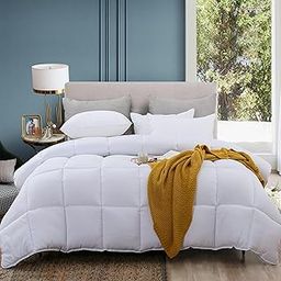ABOUTABED Queen Bedding Comforter Duvet Insert - All Season Goose Down Alternative - Ultra Soft Quilted Comforters with Corner Tabs- Hotel Collection Machine Washable（Solid White, Queen）-image-52