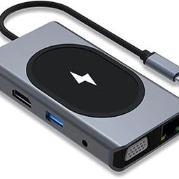 1Goal USB HUB Type C 9 in 1 Adapter, USB C Docking Station USB3.0 USB 2.0 HDMI Adapter 100W PD SD/TF Card Reader 3.5mm Audio Wireless Charging Stand Fast Charging (USB C to 9 in 1 with Charging HUB)-8