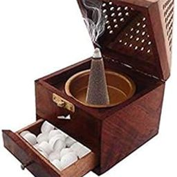 Craftenia Wood Incense Stick Holder (Brown)(Conical)-16