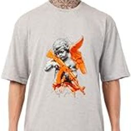 Men's Graphic Printed 220 GSM Round Neck Cotton T-Shirt – Soft & Breathable Regular Fit Casual Wear for Daily Use – Half Sleeve Solid Tshirts Grey-image-1