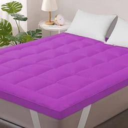 Linenovation Super Soft 800 GSM Microfiber Mattress Padding/Topper for Comfortable Sleep-Queen Size Bed-60 Inch X 72 Inch-Purple-image-29