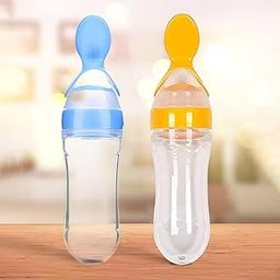 XIIAA Baby Food Feeding Spoon Ultra Soft Food Grade Silicone for Cereals for Infant 3 Months Plus for 6 to 12 Months (Blue and Yellow)-image-11