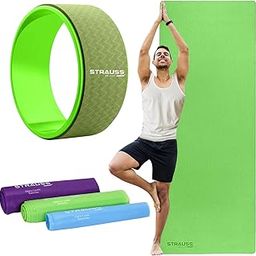 STRAUSS Yoga Combo Kit (1 Yoga Mat, 3 Resistance bands, 1 Yoga Wheel) | Green EVA Yoga Mat (6mm), 3 Multicolor Latex Resistance bands, 12 inch Green Yoga Wheel | Ideal for Yoga & Training-picture-18