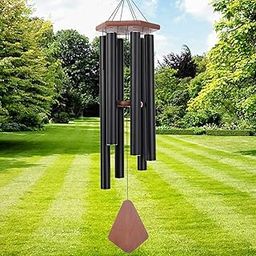 NATURAL MELODY 6 Pipe Metal Wind Chimes for Decorative Home with 36 Inch and Black Color-image-87