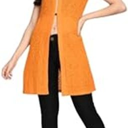 Women's Stylish Net Sleeveless Course Zip Long Shrug-image-58