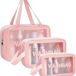Saanihaan 3Pcs Portable Cosmetic Bag, Waterproof Makeup Bag Set, Variable Size & Styles, Organizer for Women Cosmetic, PVC Transparent Wash Bag, Travel Bag-image-94
