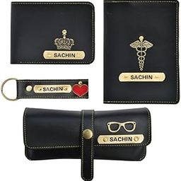 The Wallet Store Personalized Passport Cover, Wallet, Keychain & Eyewear Case Combo | with Name & Charms | Best Customized Gifts for Men, Husband, Boyfriend, Father, Brother, Etc (Brown)-image-78