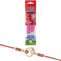 Quick Milk Magic Sipper Straw with Premium Premium Om Swastik Rakhi | Rakhi Gift For Brother | Magic Sipper Straw | 01-9