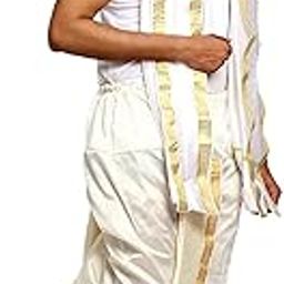 Readymade Dhoti for Men, Velcro Style Stitched Mens Silk Dhoti Pant Set, Free Size-image-77