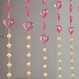 MAJOR HOMES Polyvinyl Chloride Fancy Sparkling Decorative Beads String Long Door Rod Pocket 9 Feet Curtain for Mandir/Room Divider/Entrance Pack of 1 - Pink-image-54