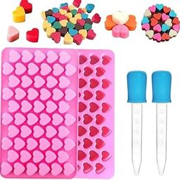 LEGACYCART Silicone Mini Heart 55-Cavity MoldsWith 2 Droppers for Baking, Heart Shape Ice Cube Candy Chocolate Mold, Valentine Candy Molds for Making Gummy, Candy, Chocolate Cake Heart Ice Tray-image-10