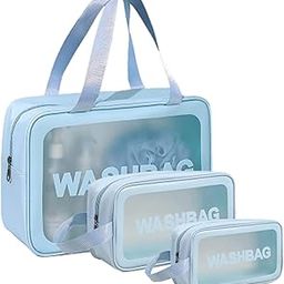 3-Piece Waterproof Wash Bag Set – Portable Travel Toiletry Organizer with Transparent Front, Zipper Closure, and Carry Handles – Multi-Size Cosmetic & Hygiene Storage Pouches-image-29