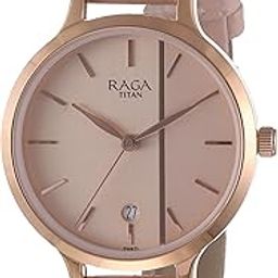 Raga Viva Rose Gold Dial Analog with Date Leather Strap Watch for Women-NS2684WL01/NT2684WL01-image-81